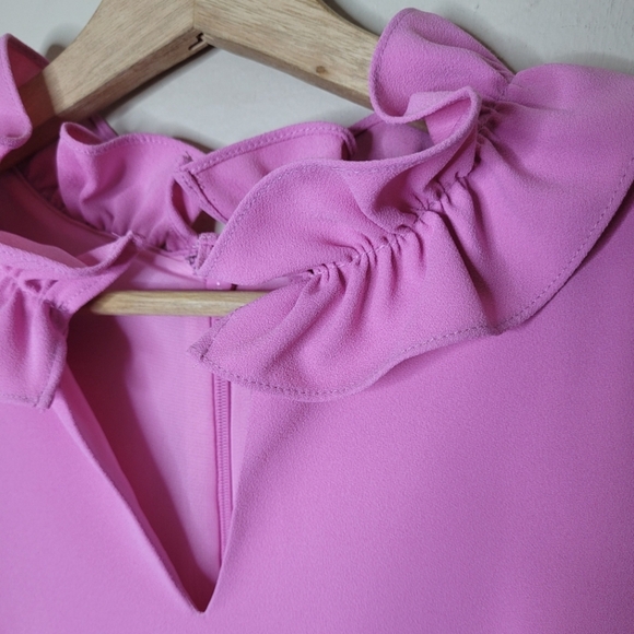 NWT J.Crew Pink Ruffle Neck Shift Dress 4 Preppy Cocktail Wedding Barbiecore - Picture 5 of 11